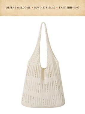 Crochet Beach Mesh Tote Bag Womens Shoulder Handbag Foldable Hobo
